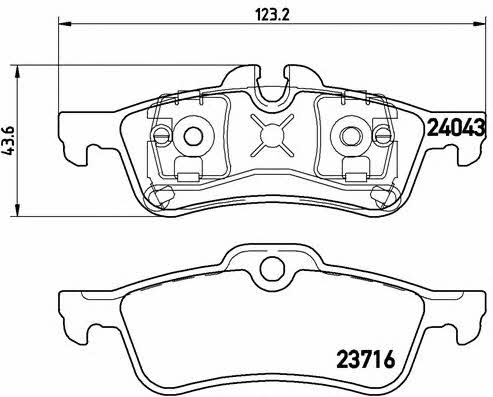 Тормозные колодки дисковые, комплект Brembo P 06 032
