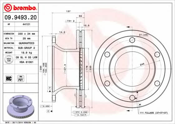 Купити Brembo 09949320 – суперціна на EXIST.UA!