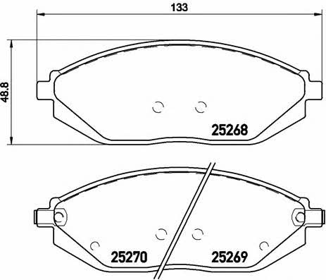 Тормозные колодки дисковые, комплект Brembo P 10 054