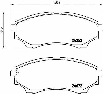 Тормозные колодки дисковые, комплект Brembo P 24 086