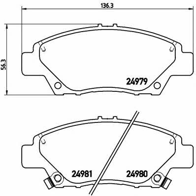 Тормозные колодки дисковые передние, комплект Brembo P 28 050