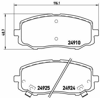 Тормозные колодки дисковые, комплект Brembo P 30 045