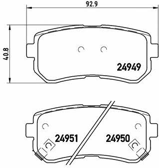 Тормозные колодки дисковые, комплект Brembo P 30 046