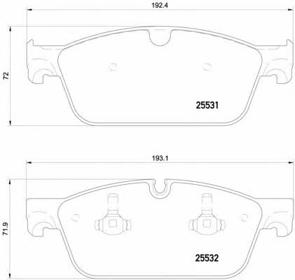 Тормозные колодки дисковые, комплект Brembo P 50 112