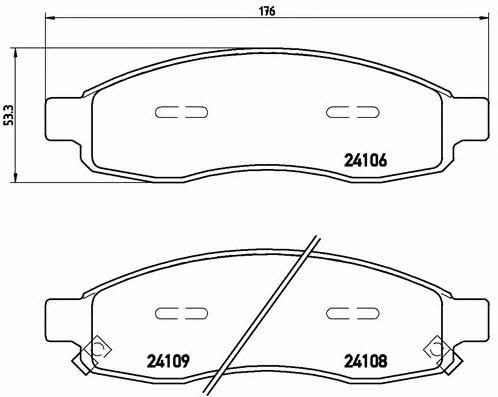 Тормозные колодки дисковые, комплект Brembo P 58 001