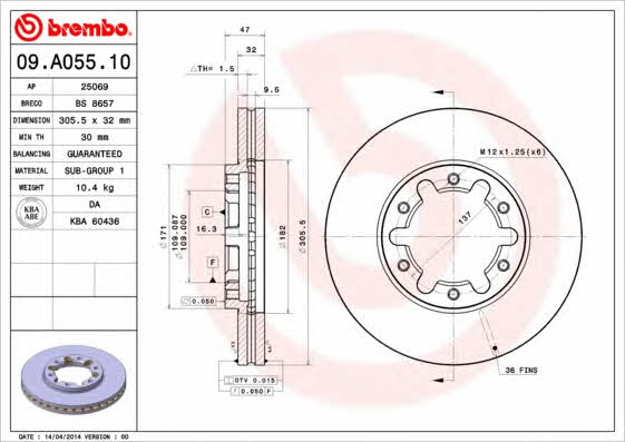 Купити Brembo 09A05510 – суперціна на EXIST.UA!