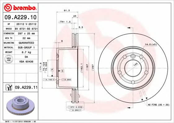 Купить Brembo 09A22911 – отличная цена на EXIST.UA!