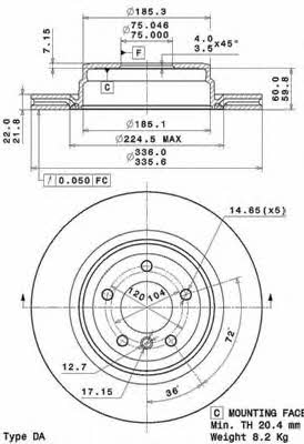 Тормозной диск задний вентилируемый Brembo 09.A270.11
