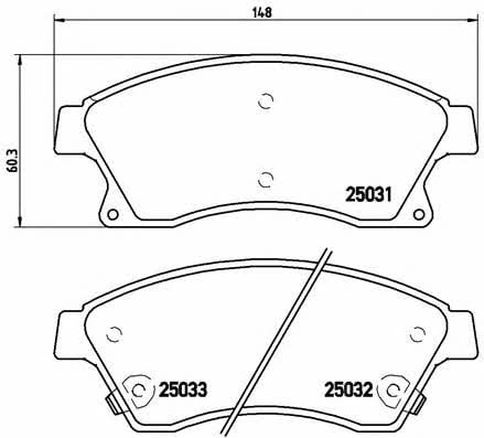 Тормозные колодки дисковые, комплект Brembo P 59 076