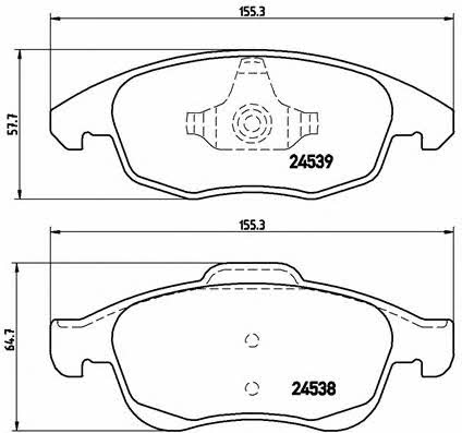 Тормозные колодки дисковые, комплект Brembo P 61 083