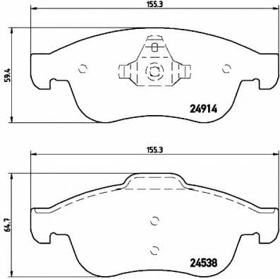 Тормозные колодки дисковые, комплект Brembo P 68 050