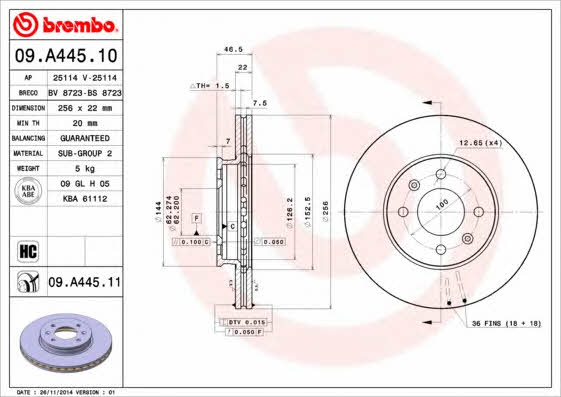 Brembo Диск гальмівний вентильований, 1 шт. – ціна 1802 UAH