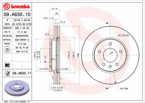 Купити Brembo 09A63010 – суперціна на EXIST.UA!