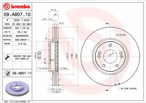 Купити Brembo 09A80710 – суперціна на EXIST.UA!