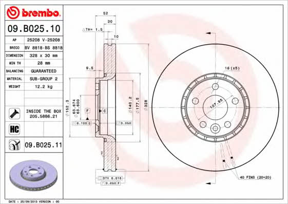 Купити Brembo 09B02511 – суперціна на EXIST.UA!