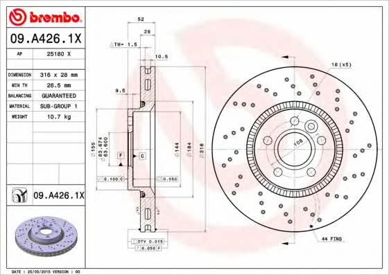 Купити Brembo 09A4261X – суперціна на EXIST.UA!