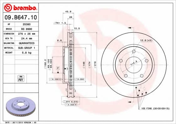 Brembo Тормозной диск вентилируемый, 1 шт. – цена 2289 UAH