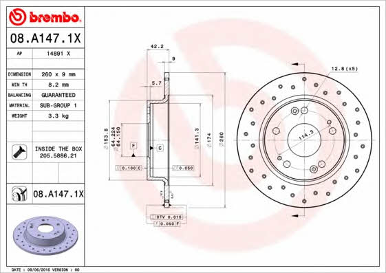 Купити Brembo 08A1471X – суперціна на EXIST.UA!