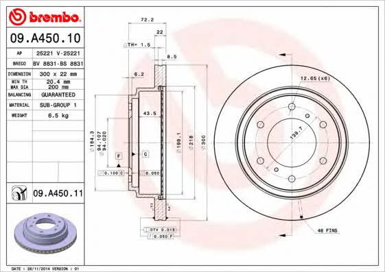 Купить Brembo 09A45011 – отличная цена на EXIST.UA!