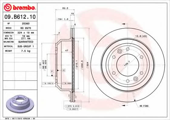 Купить Brembo 09B61210 – отличная цена на EXIST.UA!