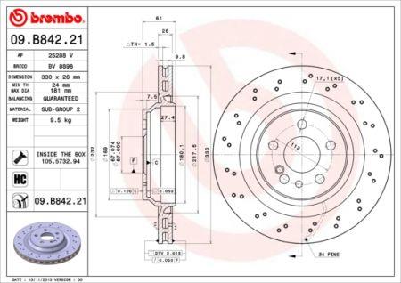 Купить Brembo 09B84221 – отличная цена на EXIST.UA!