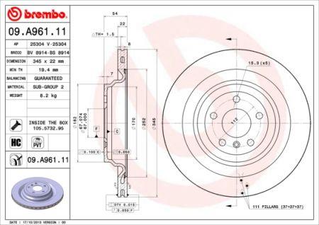 Купити Brembo 09A96111 – суперціна на EXIST.UA!