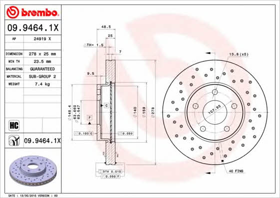 Купити Brembo 0994641X – суперціна на EXIST.UA!