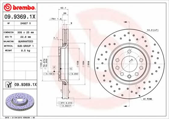 Купить Brembo 0993691X – отличная цена на EXIST.UA!