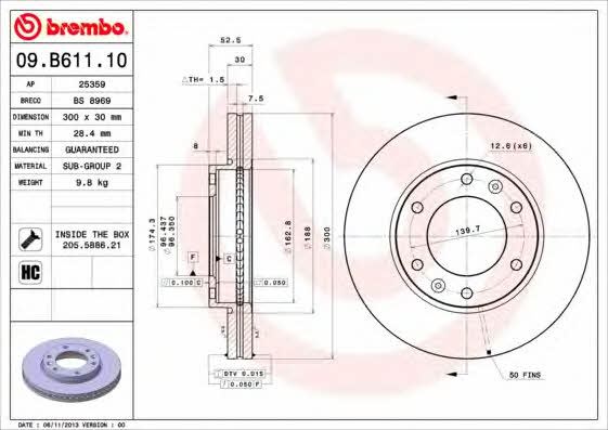 Brembo Диск гальмівний вентильований, 1 шт. – ціна 2478 UAH