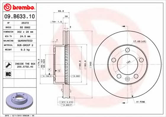 Купить Brembo 09B63310 – отличная цена на EXIST.UA!