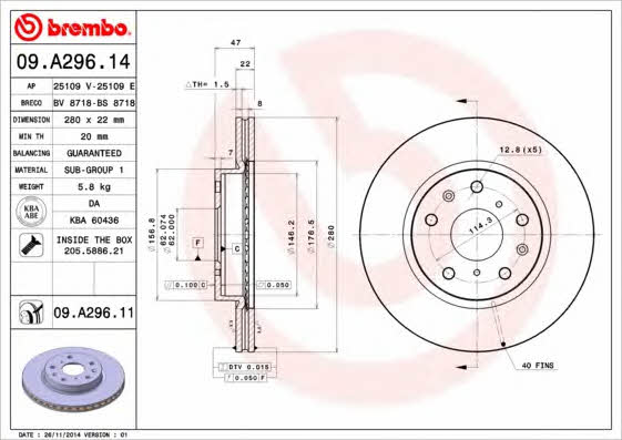 Купити Brembo 09A29611 – суперціна на EXIST.UA!