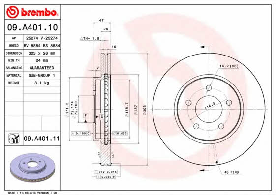 Купити Brembo 09A40111 – суперціна на EXIST.UA!