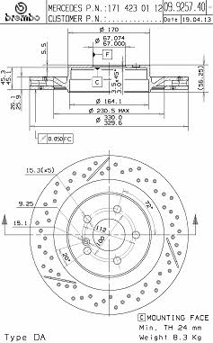 Купить Brembo 09.9257.41 по низкой цене в Украине!