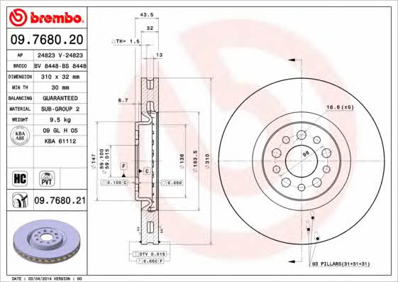 Купити Brembo 09768021 – суперціна на EXIST.UA!