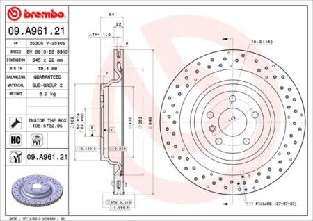 Купить Brembo 09A96121 – отличная цена на EXIST.UA!