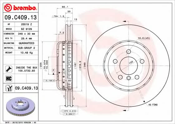 Купить Brembo 09C40913 – отличная цена на EXIST.UA!