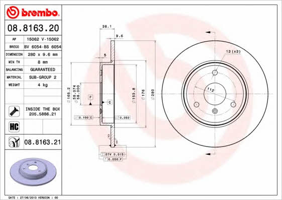 Купити Brembo 08816321 – суперціна на EXIST.UA!