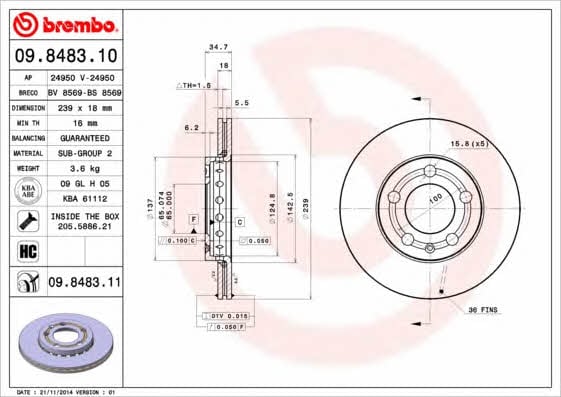 Brembo Тормозной диск вентилируемый, 1 шт. – цена 1791 UAH