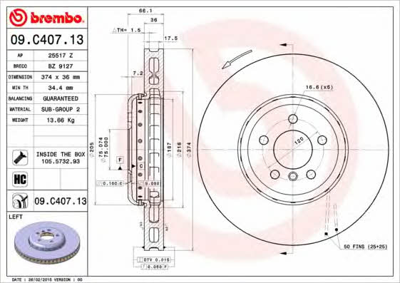 Купити Brembo 09C40713 – суперціна на EXIST.UA!