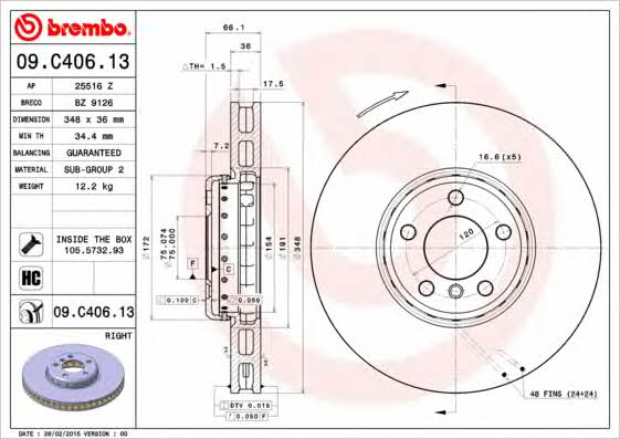 Купити Brembo 09C40613 – суперціна на EXIST.UA!