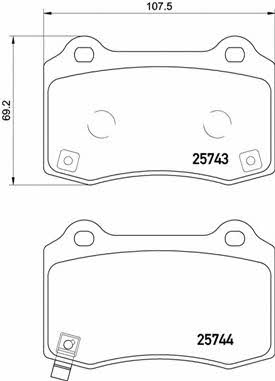 Тормозные колодки дисковые, комплект Brembo P 30 074