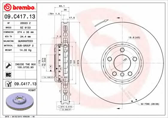 Купити Brembo 09C41713 – суперціна на EXIST.UA!