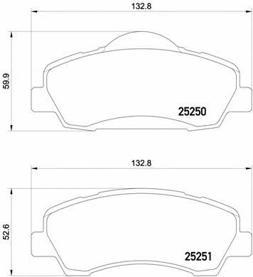 Тормозные колодки дисковые, комплект Brembo P 61 113