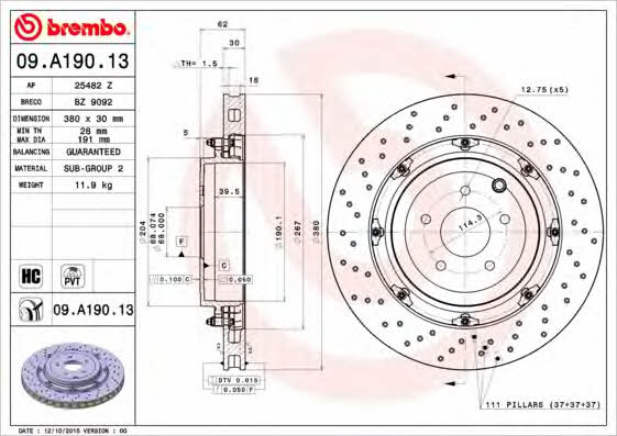 Купити Brembo 09A19013 – суперціна на EXIST.UA!