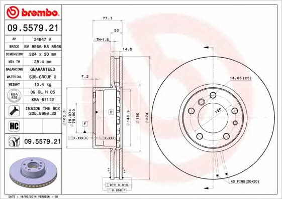 Купить Brembo 09557921 – отличная цена на EXIST.UA!