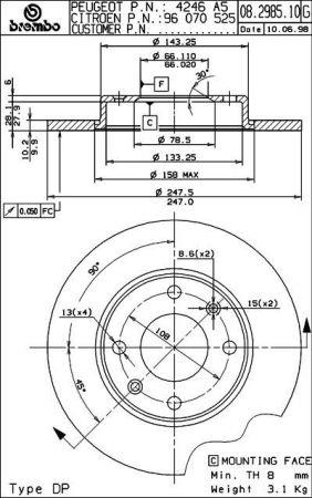 Купить Brembo 08298510 – отличная цена на EXIST.UA!