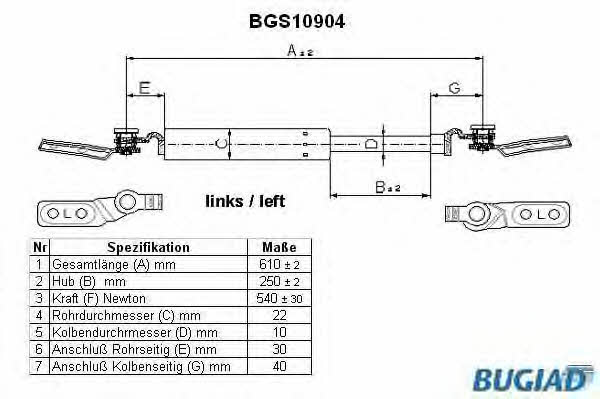 Bugiad BGS10904 Пружина газова багажника BGS10904: Купити в Україні - Добра ціна на EXIST.UA!