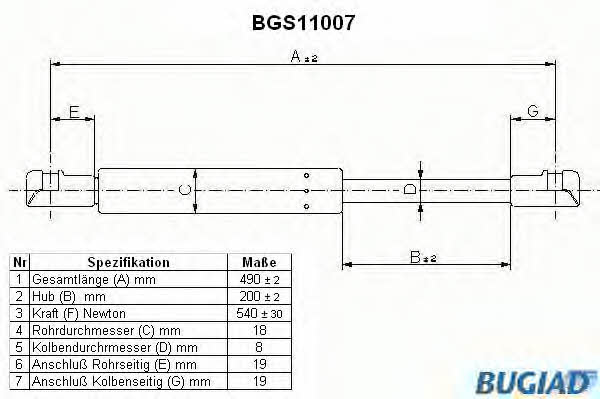 Bugiad BGS11007 Пружина газова багажника BGS11007: Купити в Україні - Добра ціна на EXIST.UA!