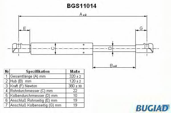 Bugiad BGS11014 Пружина газова багажника BGS11014: Купити в Україні - Добра ціна на EXIST.UA!