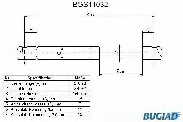 Bugiad BGS11032 Пружина газова капоту BGS11032: Купити в Україні - Добра ціна на EXIST.UA!